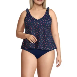 Women's Tie Shoulder Flutter Tankini Top