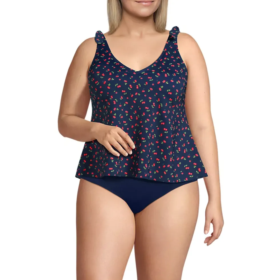 Women's Tie Shoulder Flutter Tankini Top