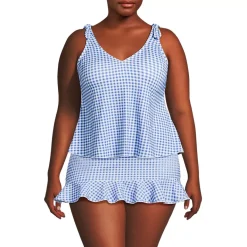 Women's Tie Shoulder Flutter Tankini Top