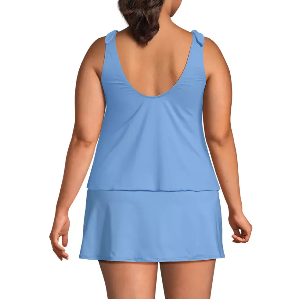 Women's Tie Shoulder Flutter Tankini Top