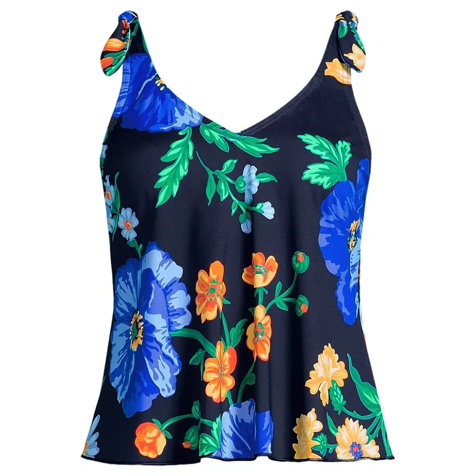 Women's Tie Shoulder Flutter Tankini Top