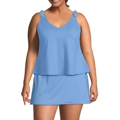 Women's Tie Shoulder Flutter Tankini Top