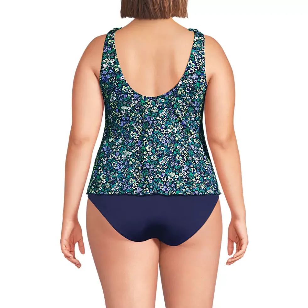 Women's Tie Shoulder Flutter Tankini Top