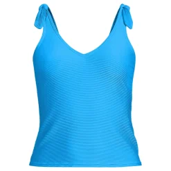 Women's Tie Shoulder Ribbed Flutter Tankini Top
