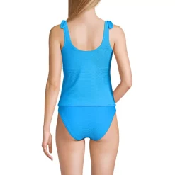 Women's Tie Shoulder Ribbed Flutter Tankini Top