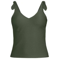 Women's Tie Shoulder Ribbed Flutter Tankini Top