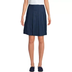 Women's Top of Knee Solid Box Pleat Skirt