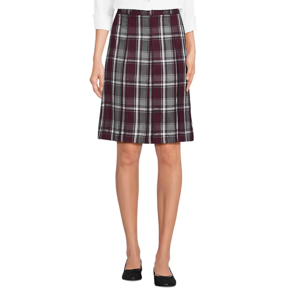 Women's Top of the Knee Plaid Box Pleat Skirt