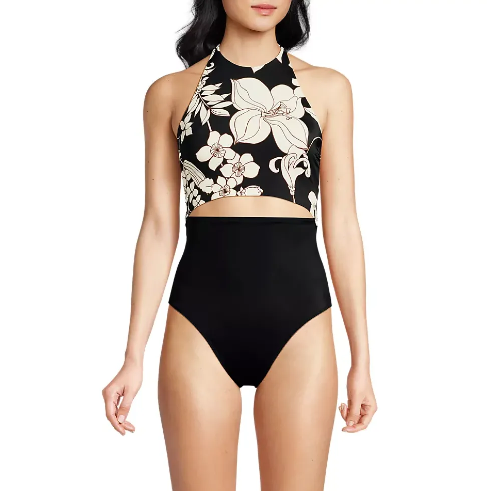 Women's Tugless Halter Monokini High Leg One Piece Swimsuit