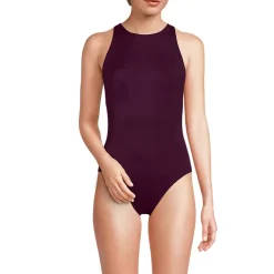 Women's Tugless High Neck Portrait Back One Piece Swimsuit