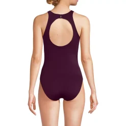 Women's Tugless High Neck Portrait Back One Piece Swimsuit