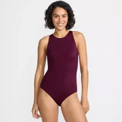 Women's Tugless High Neck Portrait Back One Piece Swimsuit
