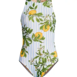 Women's Tugless High Neck Portrait Back One Piece Swimsuit