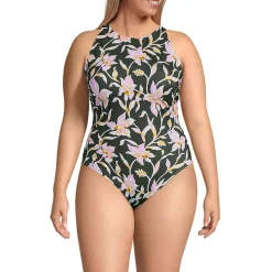 Women's Tugless High Neck Portrait Back One Piece Swimsuit