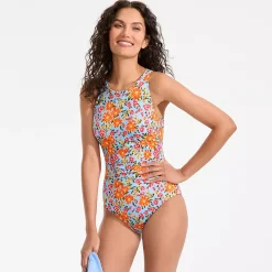 Women's Tugless High Neck Portrait Back One Piece Swimsuit