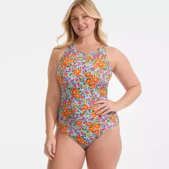 Women's Tugless High Neck Portrait Back One Piece Swimsuit