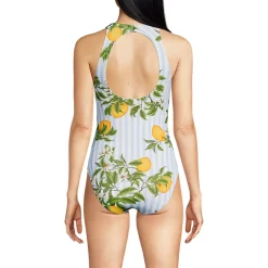 Women's Tugless High Neck Portrait Back One Piece Swimsuit
