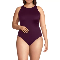 Women's Tugless High Neck Portrait Back One Piece Swimsuit