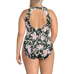 Women's Tugless High Neck Portrait Back One Piece Swimsuit