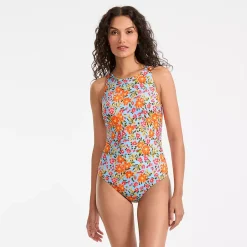 Women's Tugless High Neck Portrait Back One Piece Swimsuit