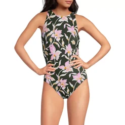 Women's Tugless High Neck Portrait Back One Piece Swimsuit