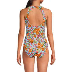 Women's Tugless High Neck Portrait Back One Piece Swimsuit