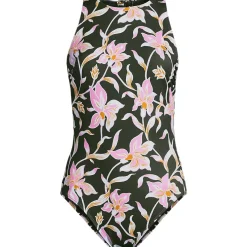 Women's Tugless High Neck Portrait Back One Piece Swimsuit