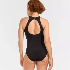 Women's Tugless High Neck Portrait Back One Piece Swimsuit