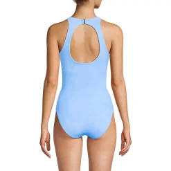 Women's Tugless High Neck Portrait Back One Piece Swimsuit