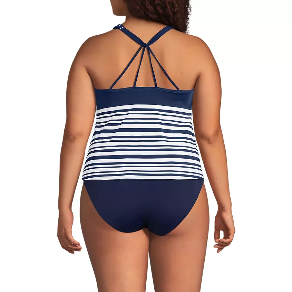 Women's Tugless High Neck Strappy Back Tankini Top