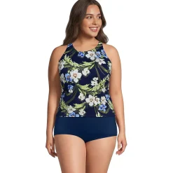 Women's Tugless High Neck Strappy Back Tankini Top