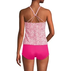 Women's Tugless High Neck Strappy Back Tankini Top