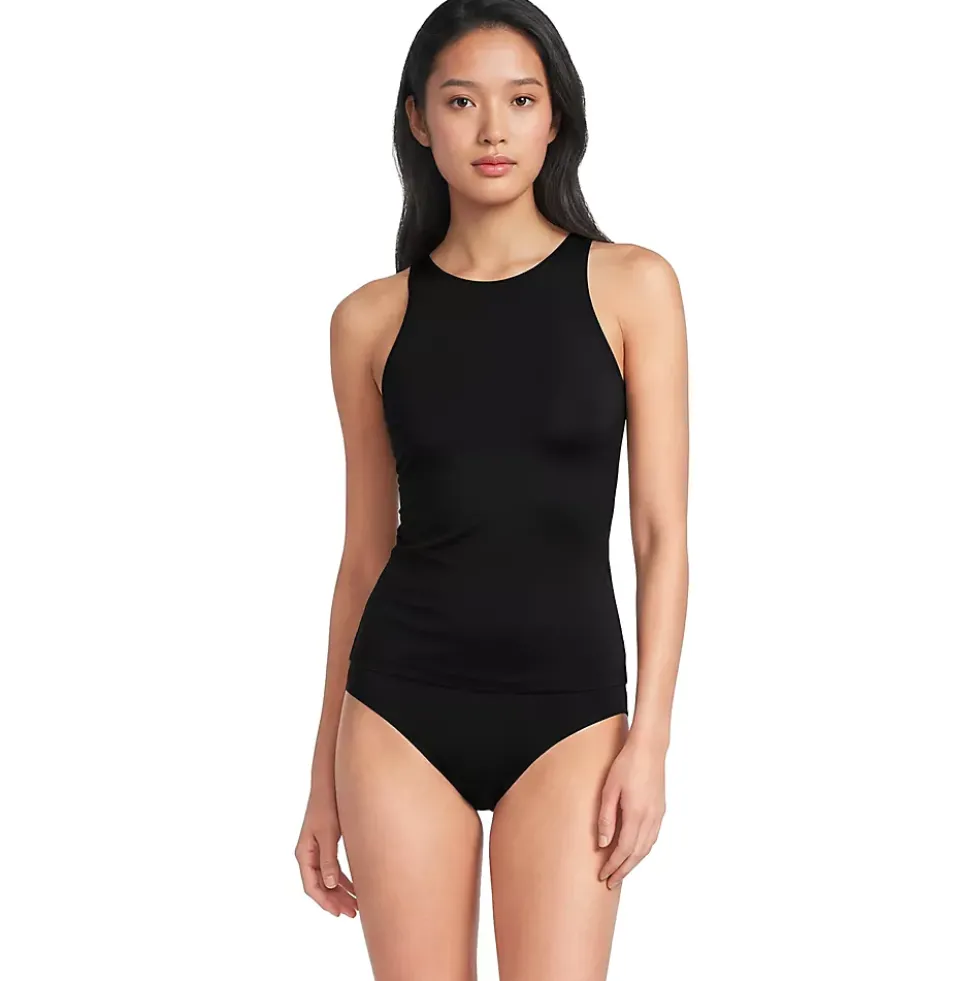 Women's Tugless High Neck Strappy Back Tankini Top