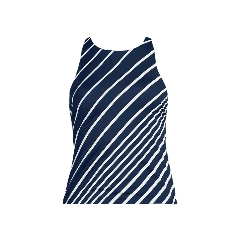 Women's Tugless High Neck Strappy Back Tankini Top