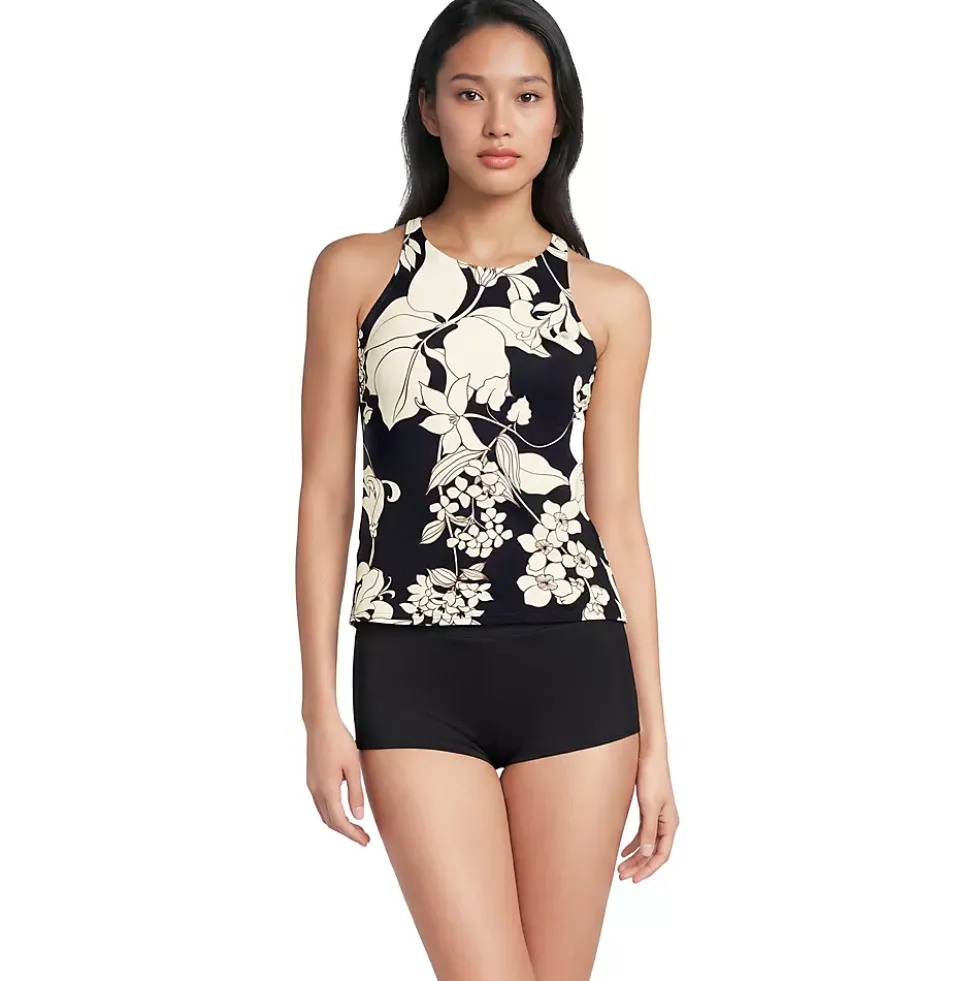 Women's Tugless High Neck Strappy Back Tankini Top