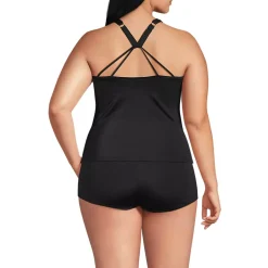 Women's Tugless High Neck Strappy Back Tankini Top