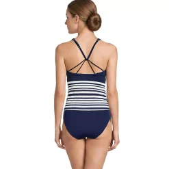Women's Tugless High Neck Strappy Back Tankini Top