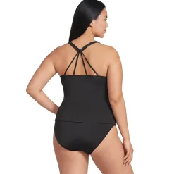 Women's Tugless High Neck Strappy Back Tankini Top