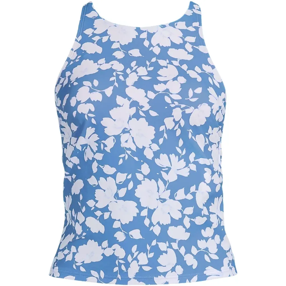 Women's Tugless High Neck Strappy Back Tankini Top