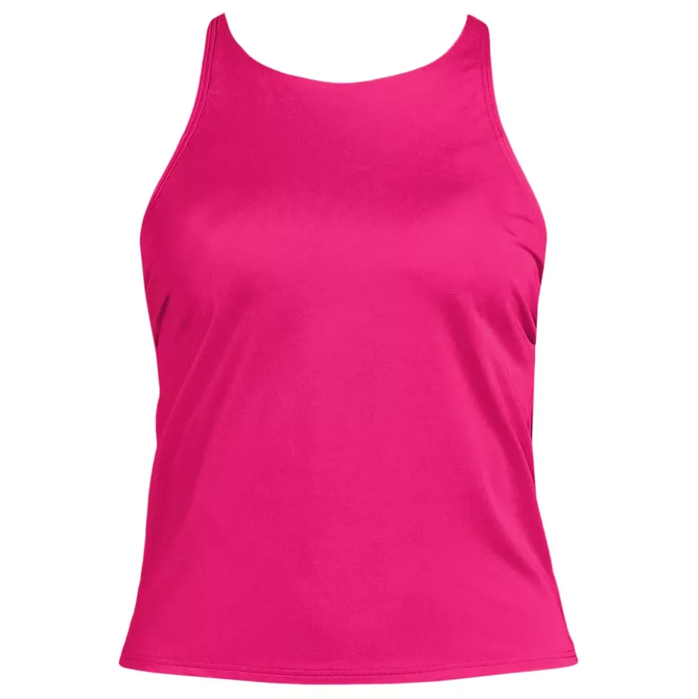 Women's Tugless High Neck Strappy Back Tankini Top