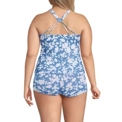 Women's Tugless High Neck Strappy Back Tankini Top