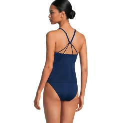 Women's Tugless High Neck Strappy Back Tankini Top