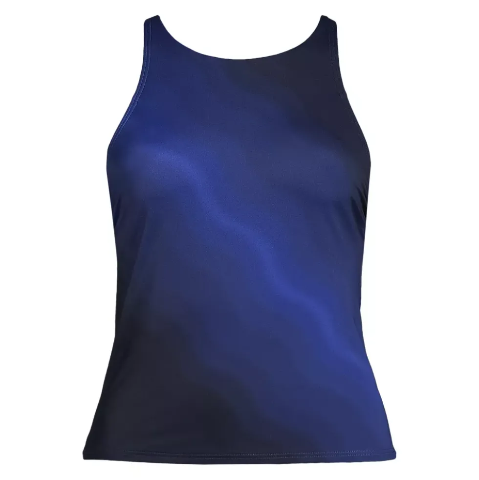Women's Tugless High Neck Strappy Back Tankini Top