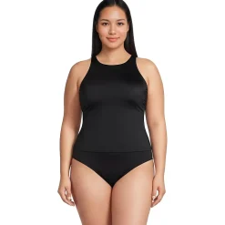 Women's Tugless High Neck Strappy Back Tankini Top