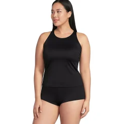 Women's Tugless High Neck Strappy Back Tankini Top