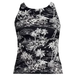 Women's Tugless High Neck Strappy Back Tankini Swimsuit Top