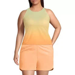 Women's Tugless High Neck Strappy Back Tankini Swimsuit Top