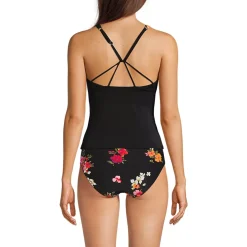 Women's Tugless High Neck Strappy Back Tankini Swimsuit Top