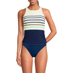 Women's Tugless High Neck Strappy Back Tankini Swimsuit Top