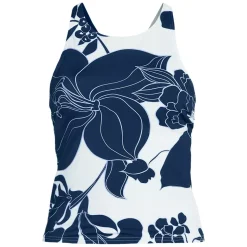 Women's Tugless High Neck Strappy Back Tankini Swimsuit Top